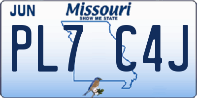 MO license plate PL7C4J