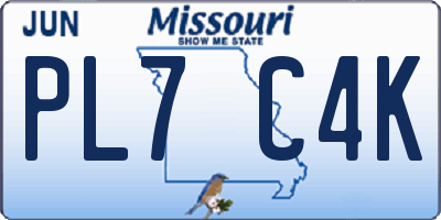 MO license plate PL7C4K