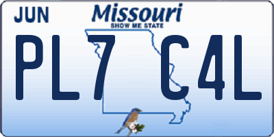 MO license plate PL7C4L