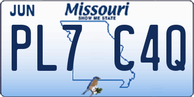 MO license plate PL7C4Q