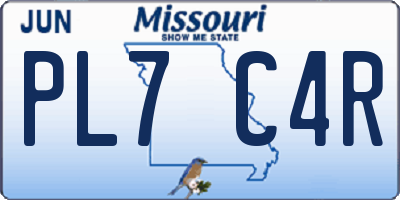 MO license plate PL7C4R