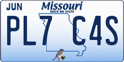 MO license plate PL7C4S