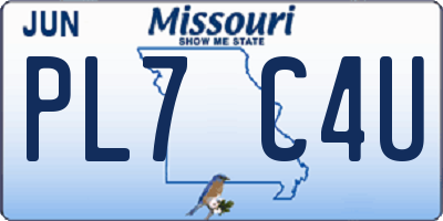 MO license plate PL7C4U