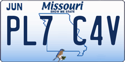 MO license plate PL7C4V