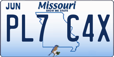MO license plate PL7C4X