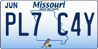 MO license plate PL7C4Y