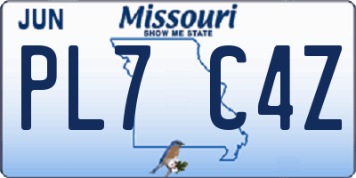MO license plate PL7C4Z