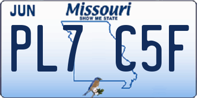 MO license plate PL7C5F