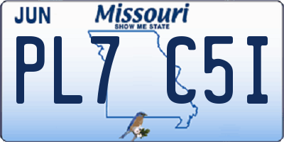 MO license plate PL7C5I