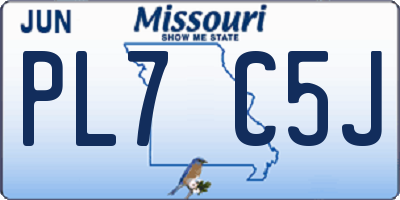 MO license plate PL7C5J