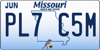 MO license plate PL7C5M