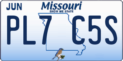 MO license plate PL7C5S