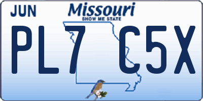 MO license plate PL7C5X