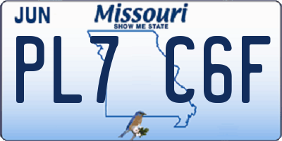MO license plate PL7C6F