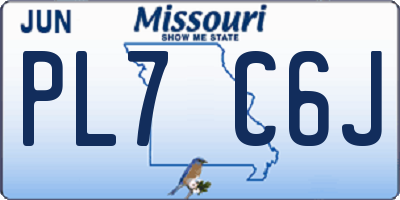 MO license plate PL7C6J