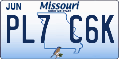 MO license plate PL7C6K