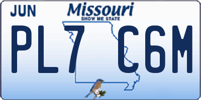 MO license plate PL7C6M