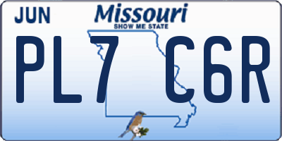 MO license plate PL7C6R