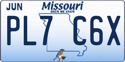 MO license plate PL7C6X