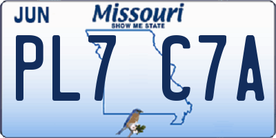 MO license plate PL7C7A