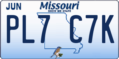 MO license plate PL7C7K