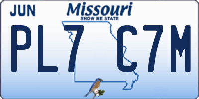 MO license plate PL7C7M