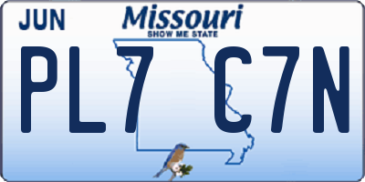 MO license plate PL7C7N