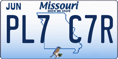 MO license plate PL7C7R