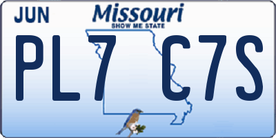 MO license plate PL7C7S