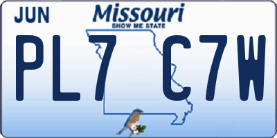 MO license plate PL7C7W
