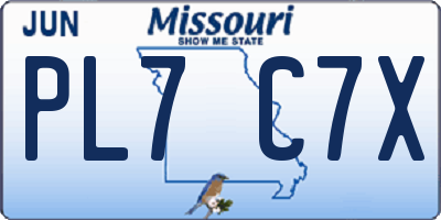 MO license plate PL7C7X