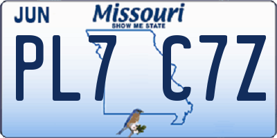 MO license plate PL7C7Z