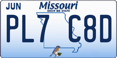 MO license plate PL7C8D
