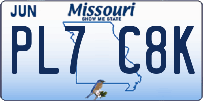 MO license plate PL7C8K