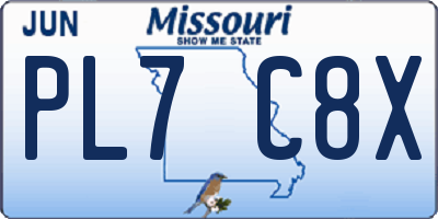 MO license plate PL7C8X