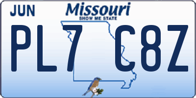 MO license plate PL7C8Z