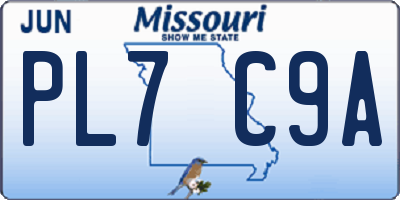MO license plate PL7C9A