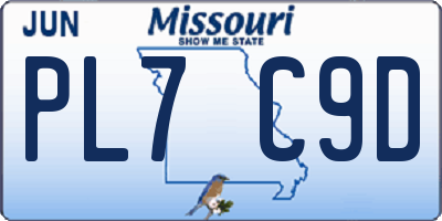 MO license plate PL7C9D