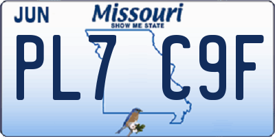 MO license plate PL7C9F