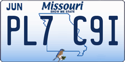 MO license plate PL7C9I