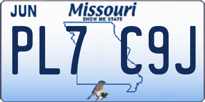 MO license plate PL7C9J