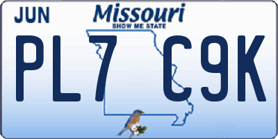 MO license plate PL7C9K