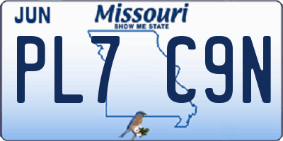MO license plate PL7C9N
