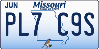 MO license plate PL7C9S
