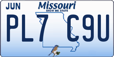 MO license plate PL7C9U