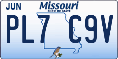 MO license plate PL7C9V