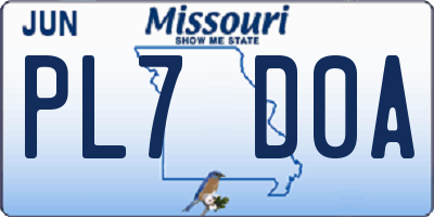 MO license plate PL7D0A