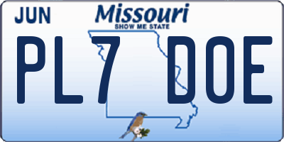 MO license plate PL7D0E