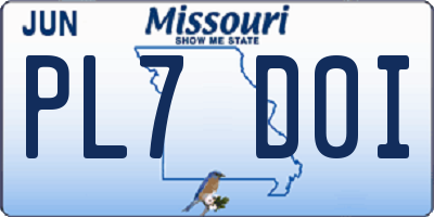MO license plate PL7D0I