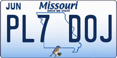 MO license plate PL7D0J